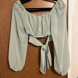 Shein Ruched Knot Back Crop Blouse